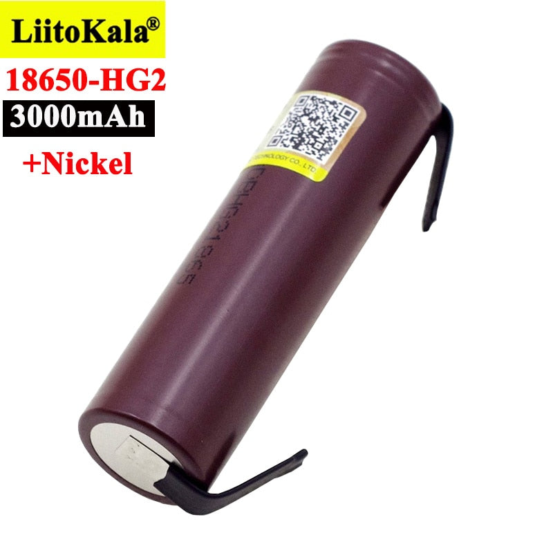 Liitokala new HG2 18650 3000mAh battery 18650HG2 3.6V discharge 20A, dedicated For hg2 batteries + DIY Nickel