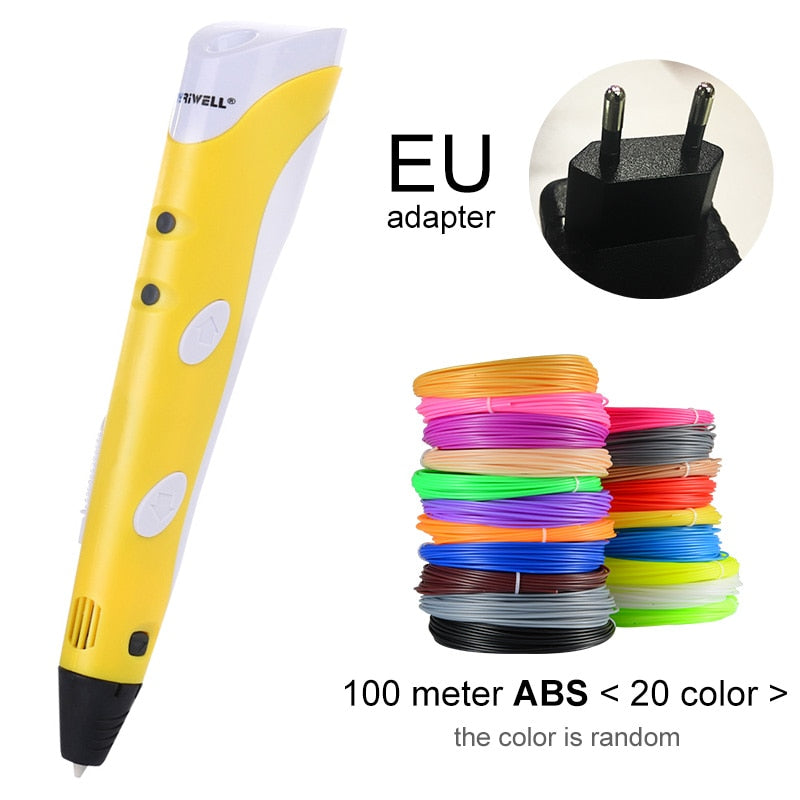 3D Pen Model 3D Printer Drawing Magic Printing Pens With 100M Plastic ABS Filament School Supplies For Kid Birthday Gifts