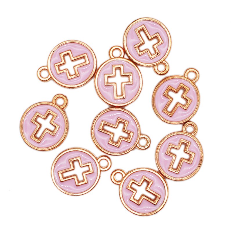 Breloques en croix couleur bonbon، نقر الزيت، معلقة لتصنيع المجوهرات بشكل رئيسي، 30 قطعة/الوحدة