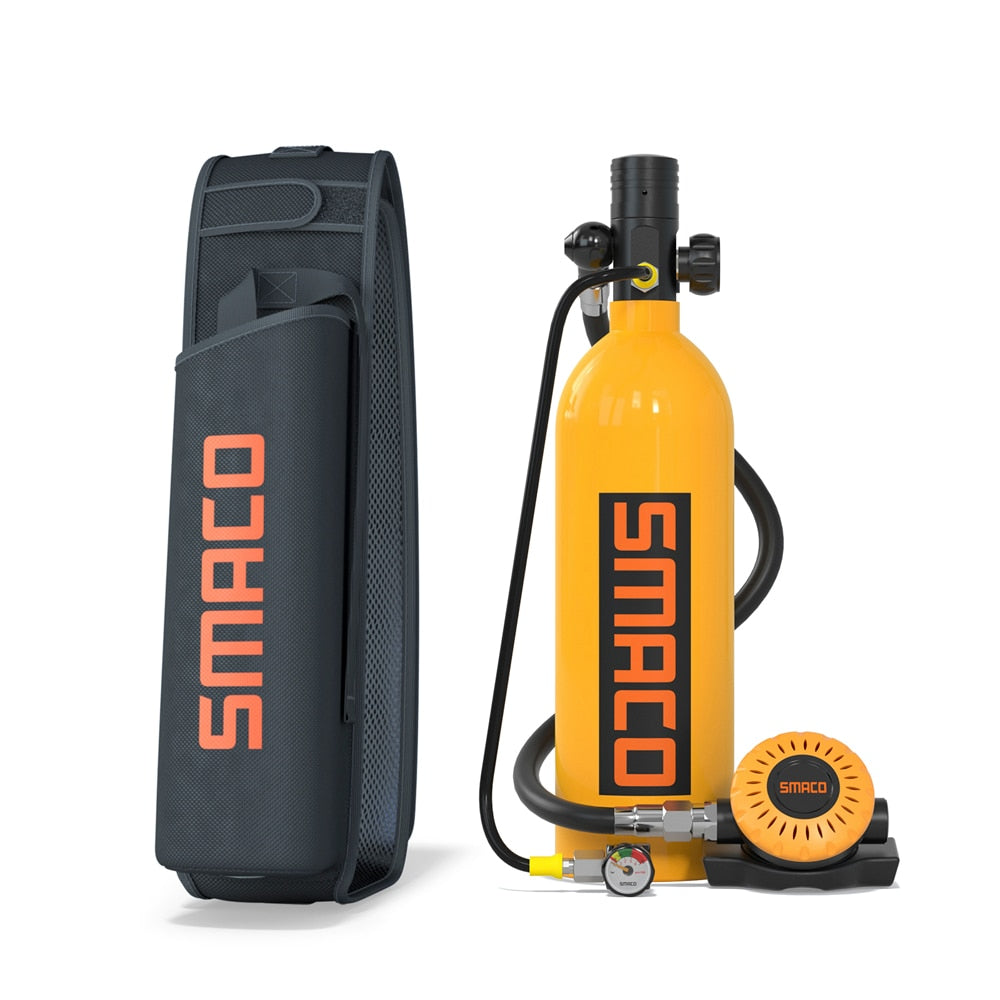 SMACO S400Pro خزان للغوص صغير تحت الماء/مجموعة معدات أسطوانة أكسجين صغيرة تنفس خزان الهواء مضخة يدوية 1L أسطوانة أكسجين للغوص