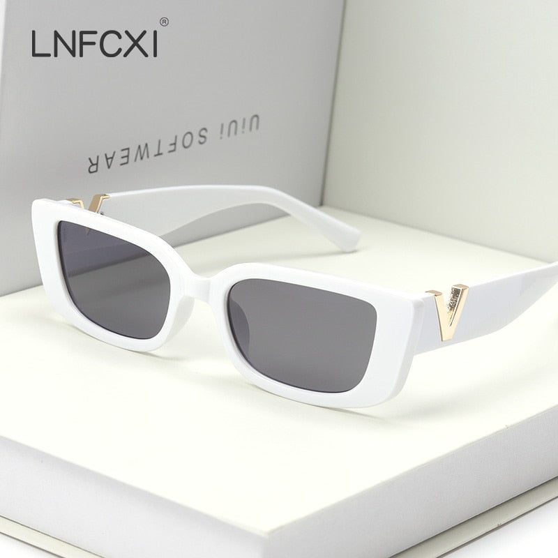 LNFCXI ريترو إطار صغير عين القط النظارات الشمسية للنساء 2021 فاخر الخامس نظارات شمسية الرجال موضة جيلي النظارات الشمسية مع مفصلات معدنية