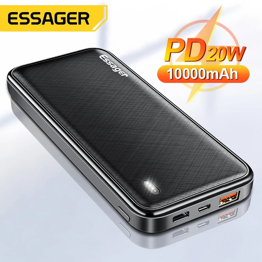 Essager PD 20 واط 10000 مللي أمبير قوة البنك المحمولة شحن شاحن بطارية خارجي 10000 مللي أمبير Powerbank آيفون Xiaomi mi PoverBank