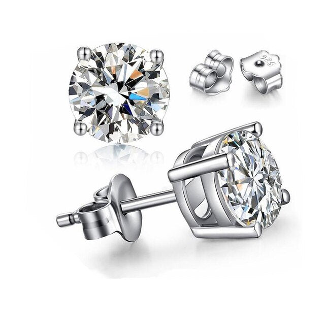 With Credentials Allergy Free Real Tibetan Silver Earrings with High Quality Clear Zircon Stud Earrings Women Gift Fine Jewelry