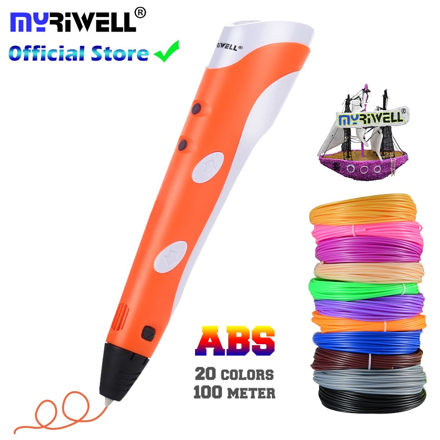 3D Pen Model 3D Printer Drawing Magic Printing Pens With 100M Plastic ABS Filament School Supplies For Kid Birthday Gifts