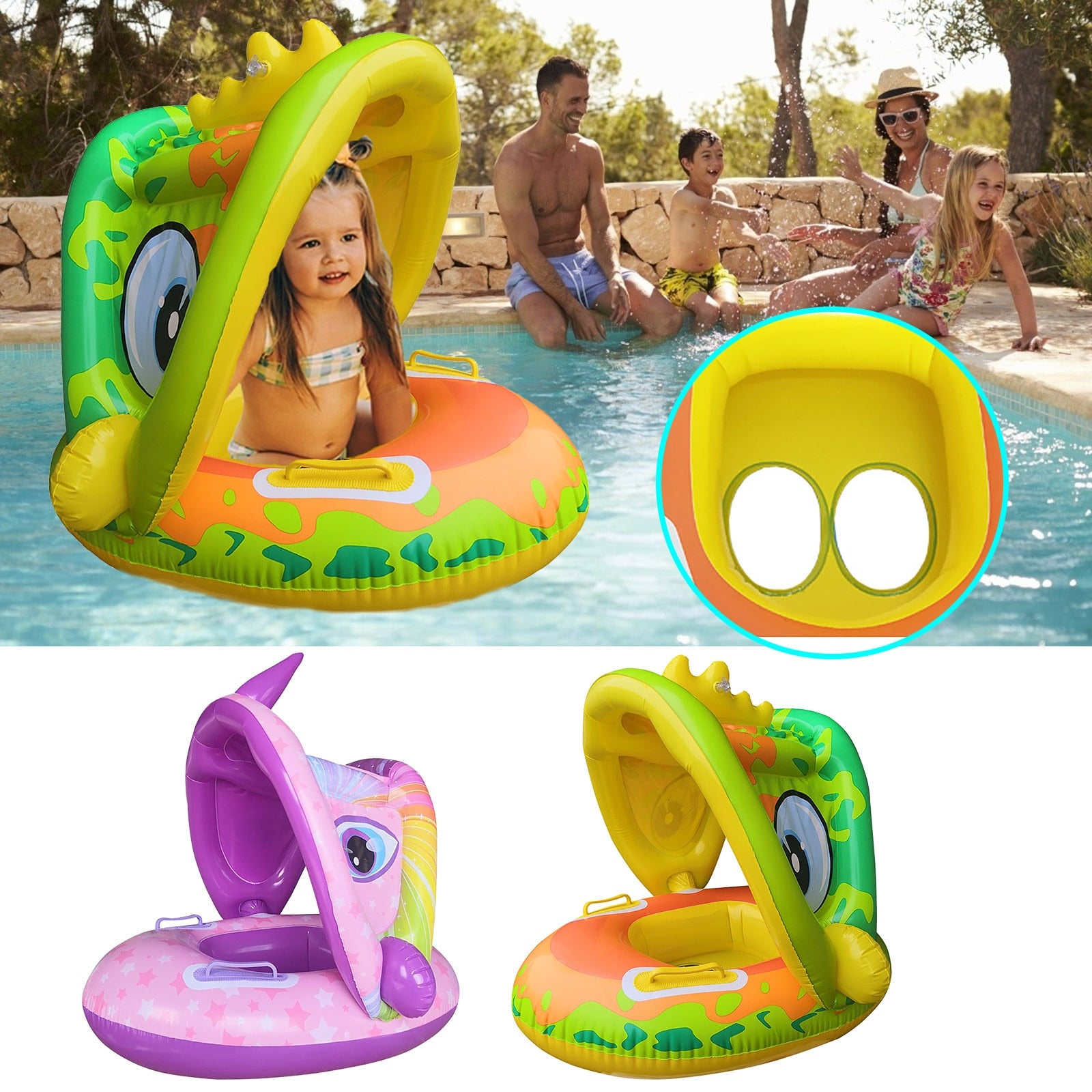 Summer Baby Float Circle Swimming Inflatable Infant Floating Kids Swim Pool Accessories Sunshade Circle Bathing Toys