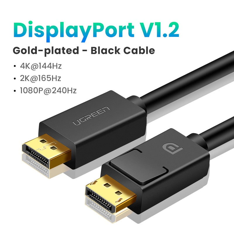 UGREEN Displayport Cable 8K DP1.4 4K144Hz Video Audio Cable for Xiaomi TV Box PC Laptop Monitor Video Game DP Cable Display Port