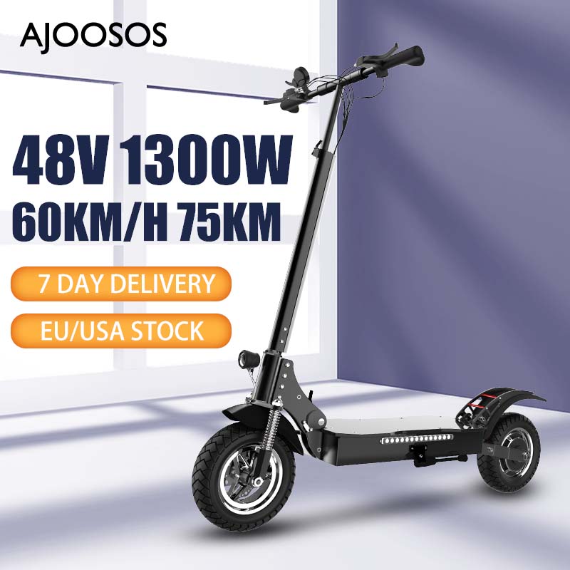 AJOOSOS X750 1300W Electric Scooter 75KM Long Range with 48V 20AH Battery Capacity Foldable Electric Scooter Adults 25KG Weight