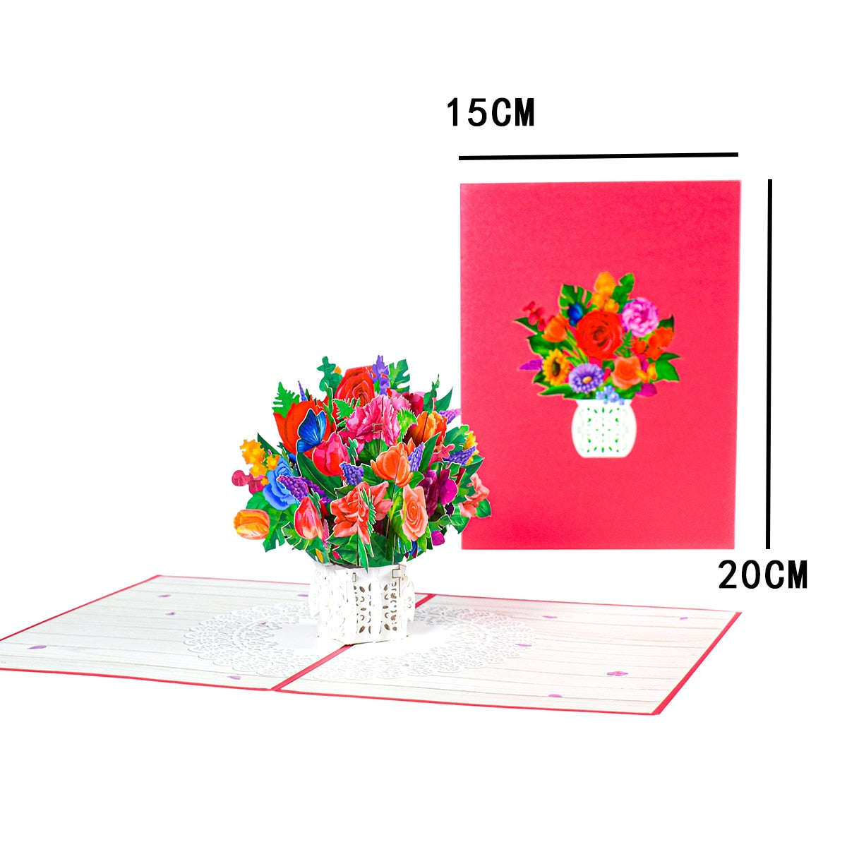 Pop-Up Flower Card Flora 3D Greeting Card for Birthday Mothers Father&#39;s Day Graduation Wedding Anniversary Get Well Sympathy