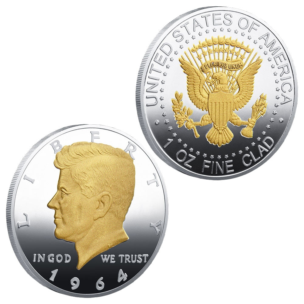 1964 عملة الولايات المتحدة كينيدي الهدايا التذكارية والهدايا الفضة مطلي عملات معدنية تذكارية لهواة التجميع الولايات المتحدة ديكورات المنزل عملة فضية