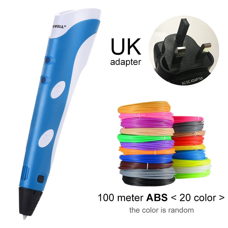 3D Pen Model 3D Printer Drawing Magic Printing Pens With 100M Plastic ABS Filament School Supplies For Kid Birthday Gifts