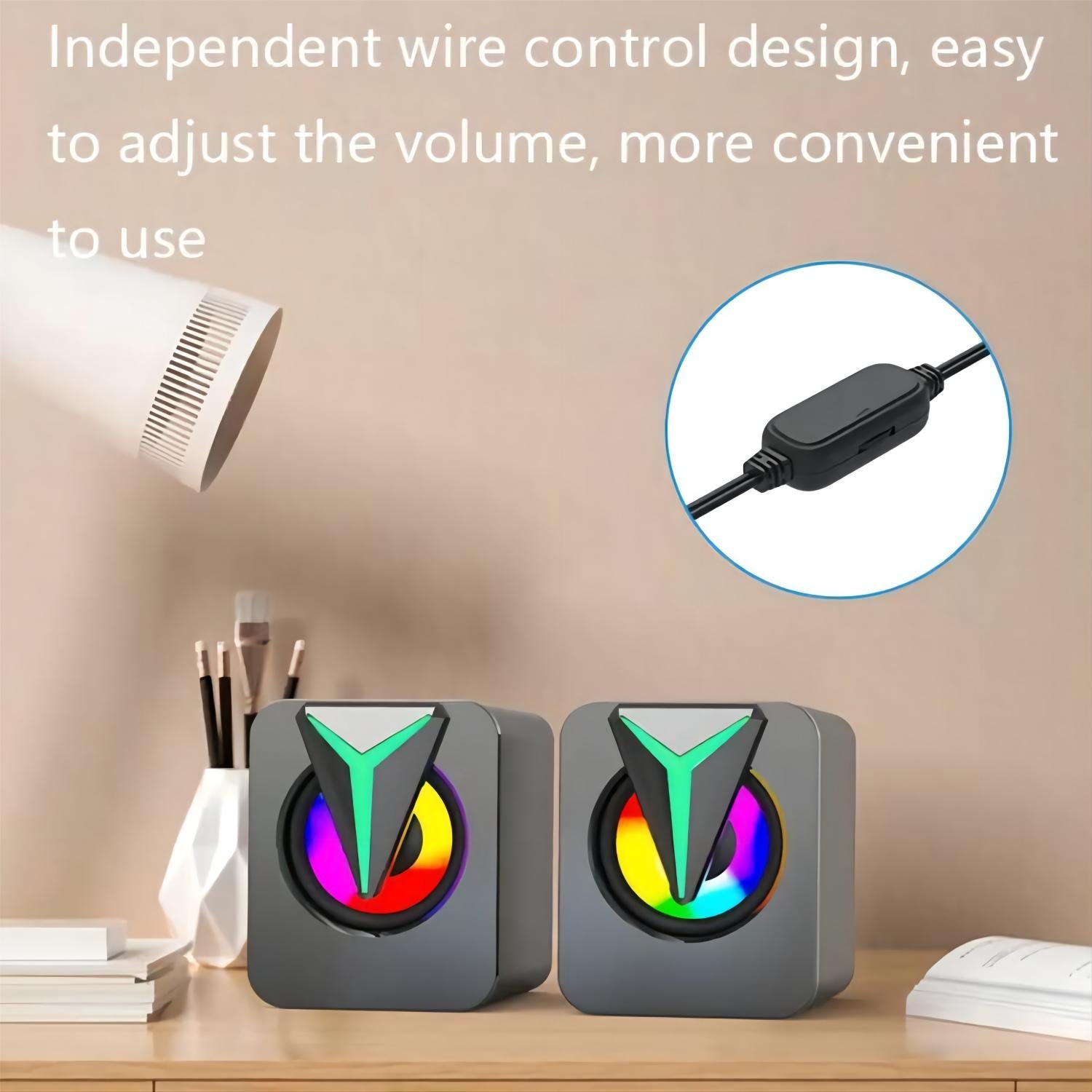 مكبرات صوت الكمبيوتر صندوق الصوت HIFI ميكروفون ستيريو USB سلكي Caixa De Som مع ضوء LED لسطح المكتب بالجملة مضخم صوت جديد