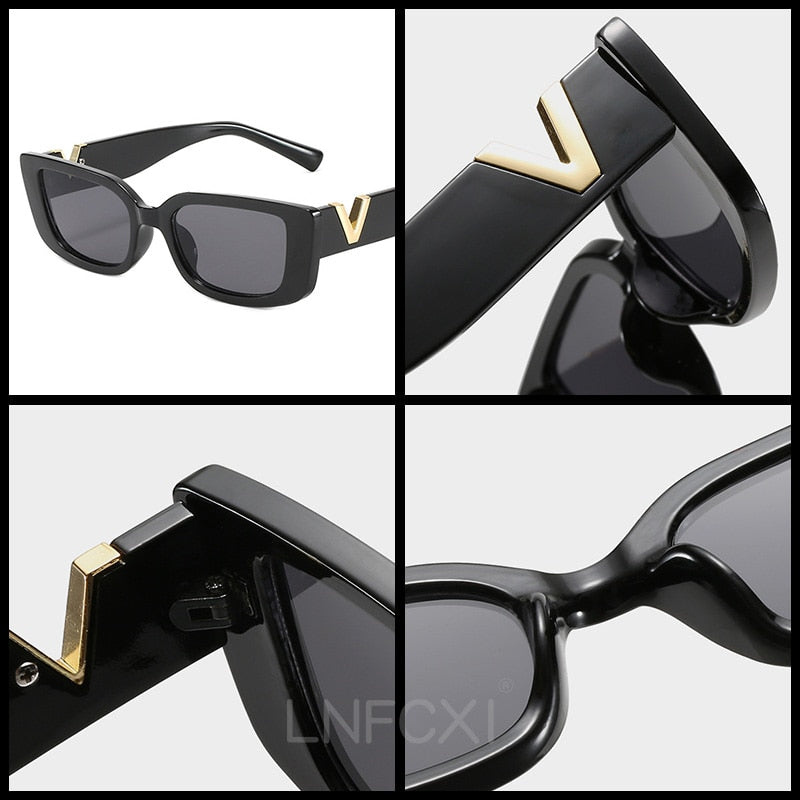 LNFCXI Retro Small Frame Cat Eye Sunglasses for Women 2021 Luxury V  Sun Glasses Men Fashion Jelly Sunglasses with Metal Hinges