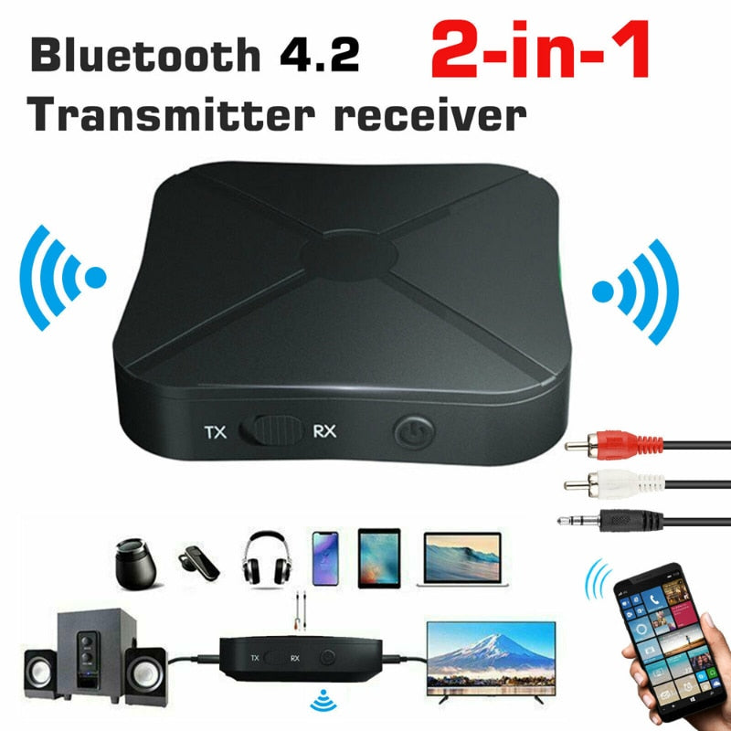 2 In 1 KN319 Wireless Bluetooth Audio Receiver Transmitter 3.5mm AUX Jack RCA USB Dongle Stereo Adapter For Car TV PC Headphone