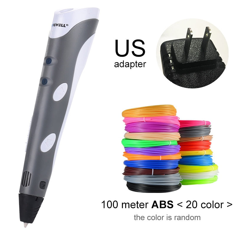 3D Pen Model 3D Printer Drawing Magic Printing Pens With 100M Plastic ABS Filament School Supplies For Kid Birthday Gifts