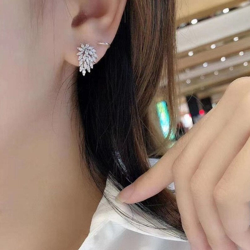 New Novel Clear Cubic Zirconia Stud Earrings for Women Fashion Luxury Wedding Accessories Fancy Girls Earrings Party Jewelry