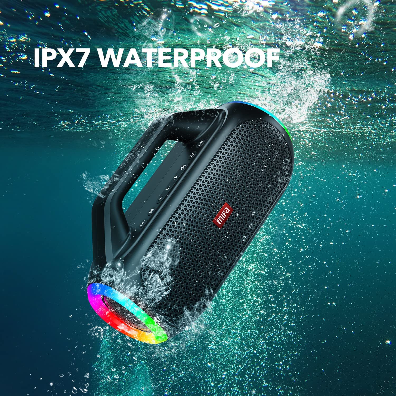 Mifa WildBox سمّاعات بلوتوث 60 واط بلوتوث 5.3 مكبرات صوت لاسلكية بصوت عال مع تقنية BassUp IPX7 مقاوم للماء التخييم المتكلم