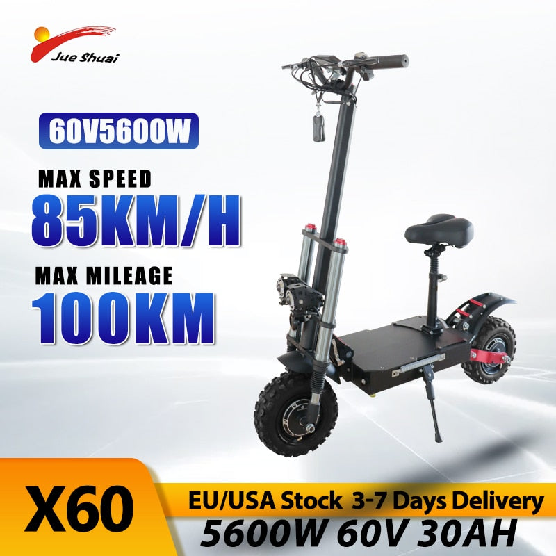 Jueshuai X60 Electric Scooter 85KM/H Fast Speed For Adults 60V 5600W Powerful Dual Motor 100KM Long Range Load Capacity 200KG