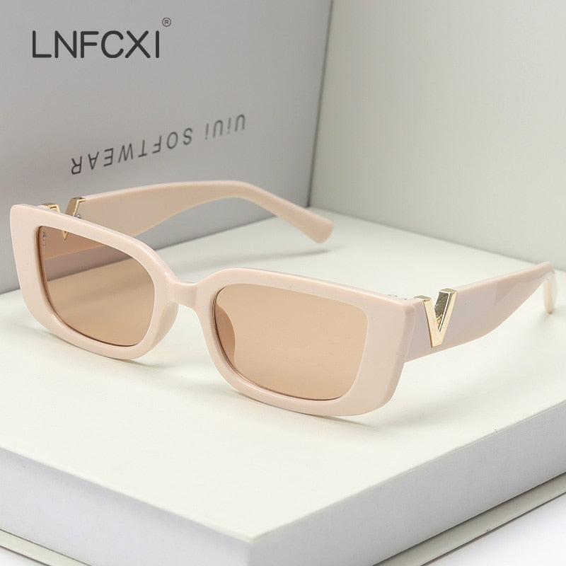 LNFCXI Retro Small Frame Cat Eye Sunglasses for Women 2021 Luxury V  Sun Glasses Men Fashion Jelly Sunglasses with Metal Hinges