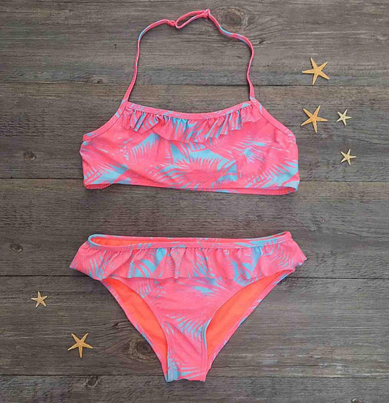 Girls Swim Two-piece Suits Bikinis Print With Flower Girl Bikini Set S ...