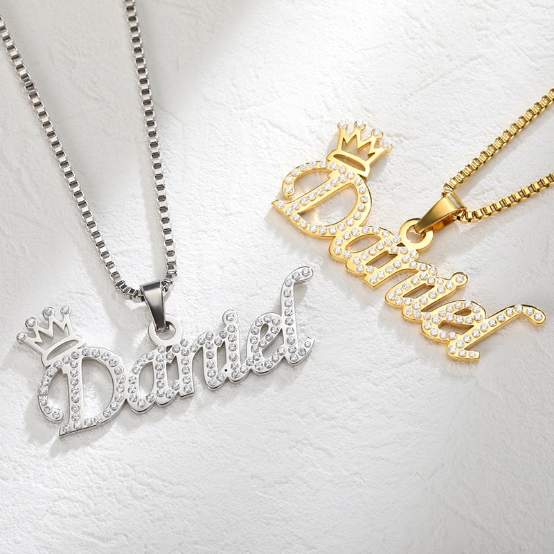 Any Name Custom Necklace For Women Cuban Chain Iced Out Zirconia Necklace Personalized Stainless Steel Jewelry Mother&#39;s Day Gift