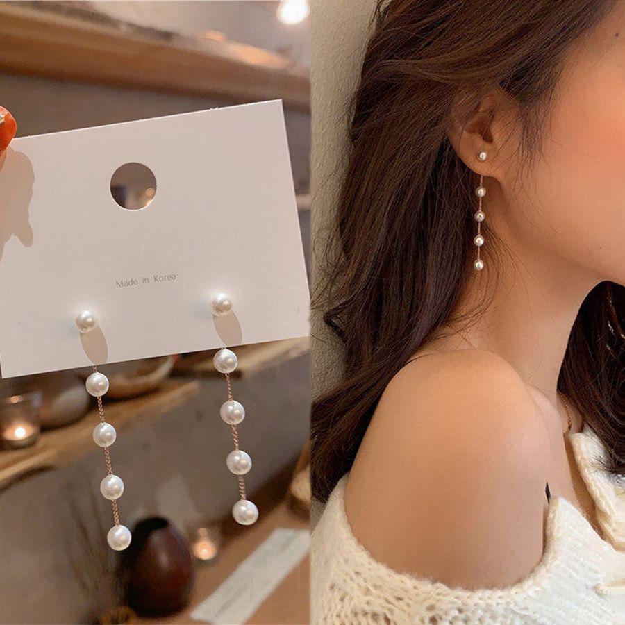 2022 New Version Full Rhinestone Long Tassel Earrings Women&#39;s Simple Golden Silver Color Earrings Party Jewelry Beautiful Gifts