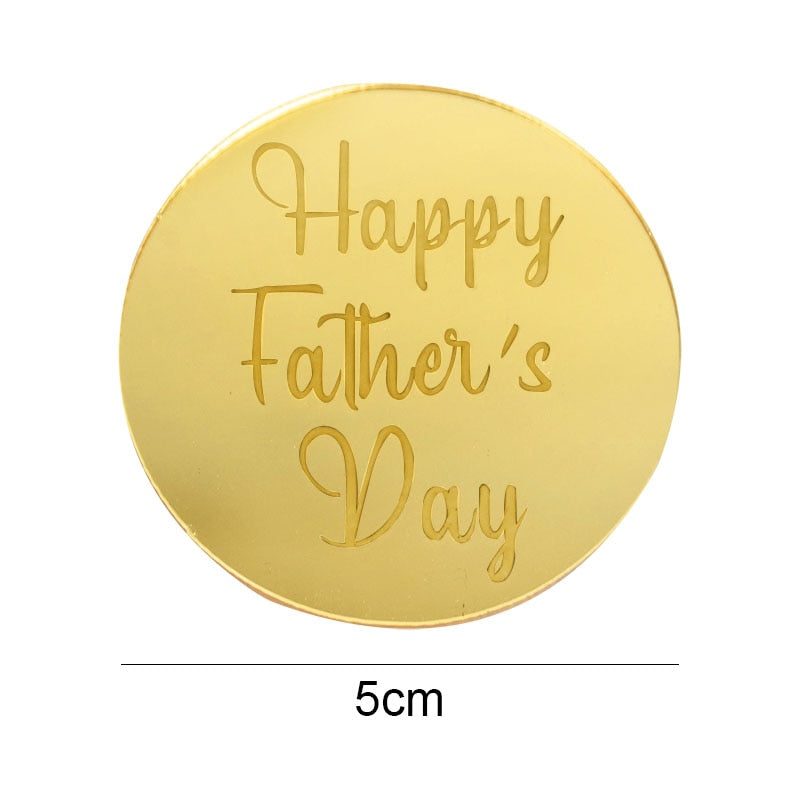 5/10pcs Rose Gold Silver Happy Mother‘s Day Happy Father’s Day Acrylic Circle Cupcake Topper Party Dessert Cake DIY Decorations