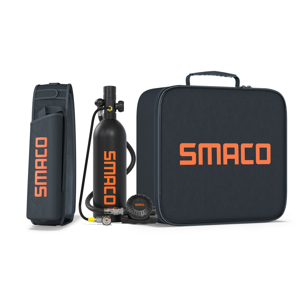 SMACO S400Pro Mini Scuba Diving Tank/Equipment Set Mini Oxygen Cylinder Respirator Air Tank Hand Pump 1L Oxygen Cylinder Diving