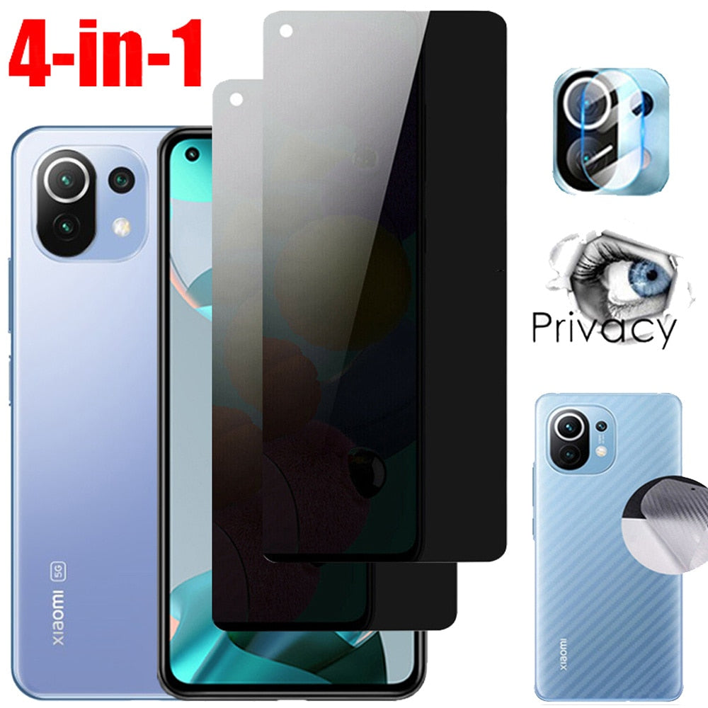 Privacy Tempered Glass For Xiaomi Mi 11 Lite 5G NE Anti-Spy Screen Protector For Xiaomi 12T 11T Pro Anti Peeping Glass Mi11 Lite 11i Phone Front Film Redmi Note10 Note 11 10 Pro invisible Glasses + Camera + Back Film