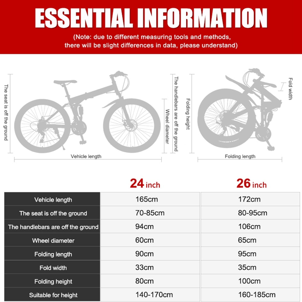 Folding Mountain Bike Macce 26Inch 21/2427 Speeds Double Disc Brake Outdoor cycling Mountain Bicycle