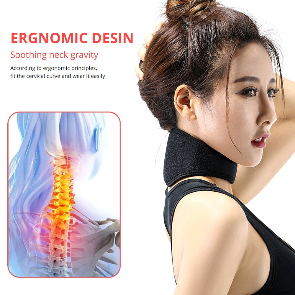 Tcare Tourmaline Magnetic Therapy Self-Heating Neck Pads Thermal Massager Belt Cervical Vertebra Protection Neck Support Brace