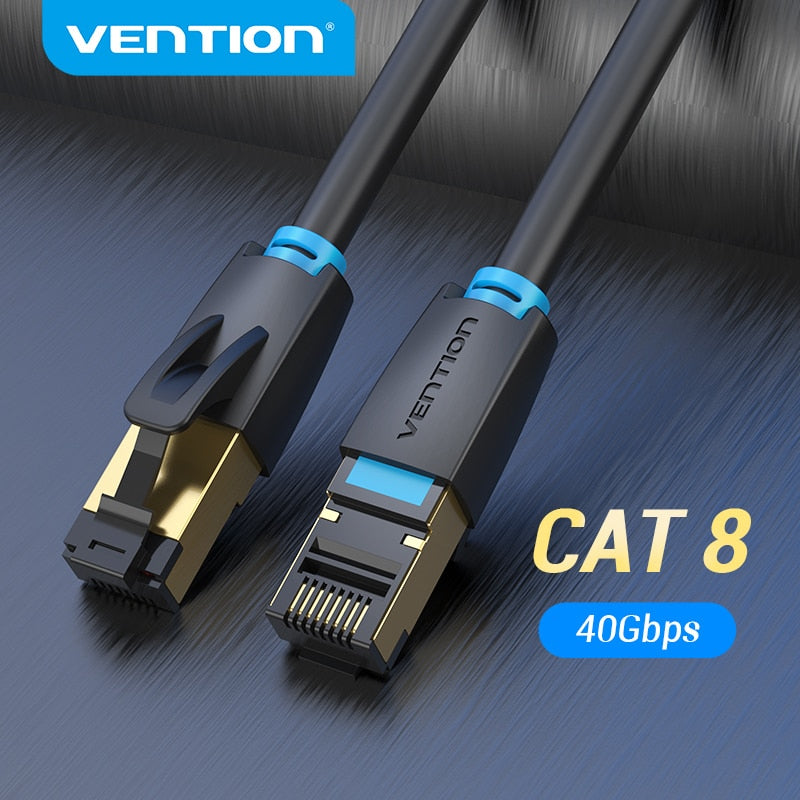 Vention Cat8 كابل إيثرنت STTP 40Gbps 2000MHz Cat 8 RJ45 شبكة Lan التصحيح الحبل لمودم التوجيه الإنترنت RJ 45 كابل إيثرنت