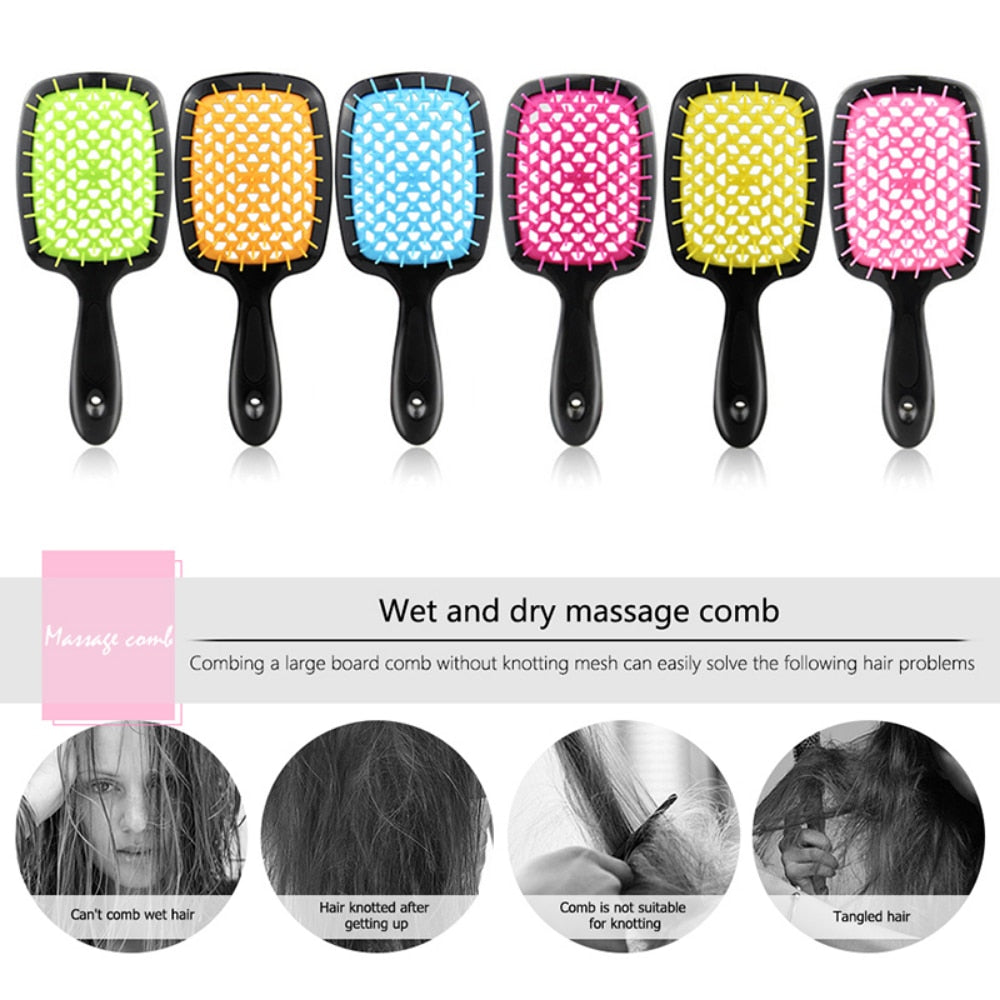 Tangled Hair Comb Detangling Hair Brush Massage Combs Hollow Out Wet Curly Hair Brushes Barber Comb Salon Hair Styling Tools