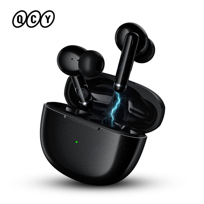 QCY HT03 ANC Bluetooth Wireless Earphones Hybrid 40dB Noise Canceling TWS Earbuds 6 Mic ENC HD Call Transparency Mode Headphones
