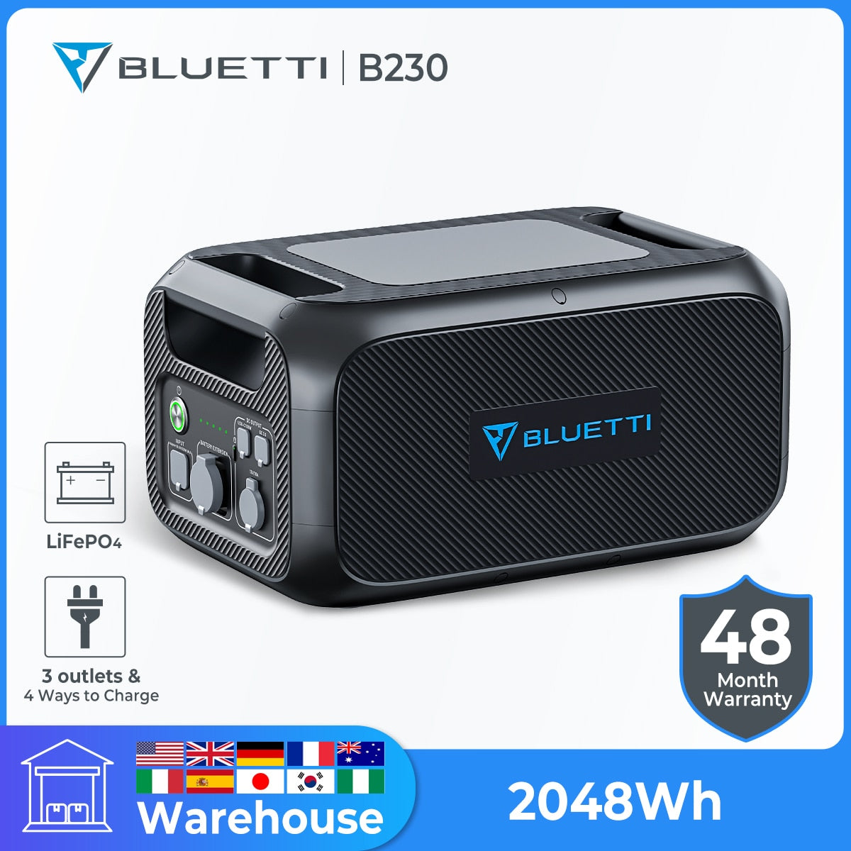 BLUETTI B230 Expansion Battery 2048Wh LiFePO4 Battery Pack for Power Station AC200MAX/AC200P/EP500Pro/EB150/EB240 Extra Battery