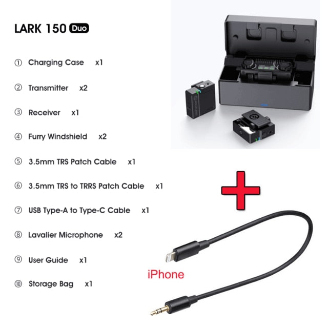 150 Duo Wireless Lavalier Microphone Mic 2.4G Hz Charging Box