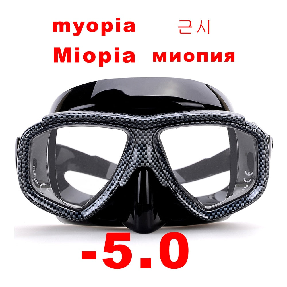 Myopia scuba diving Mask Snakeskin anti fog for spearfishing gear swimming masks googles nearsighted lenses short-sighted