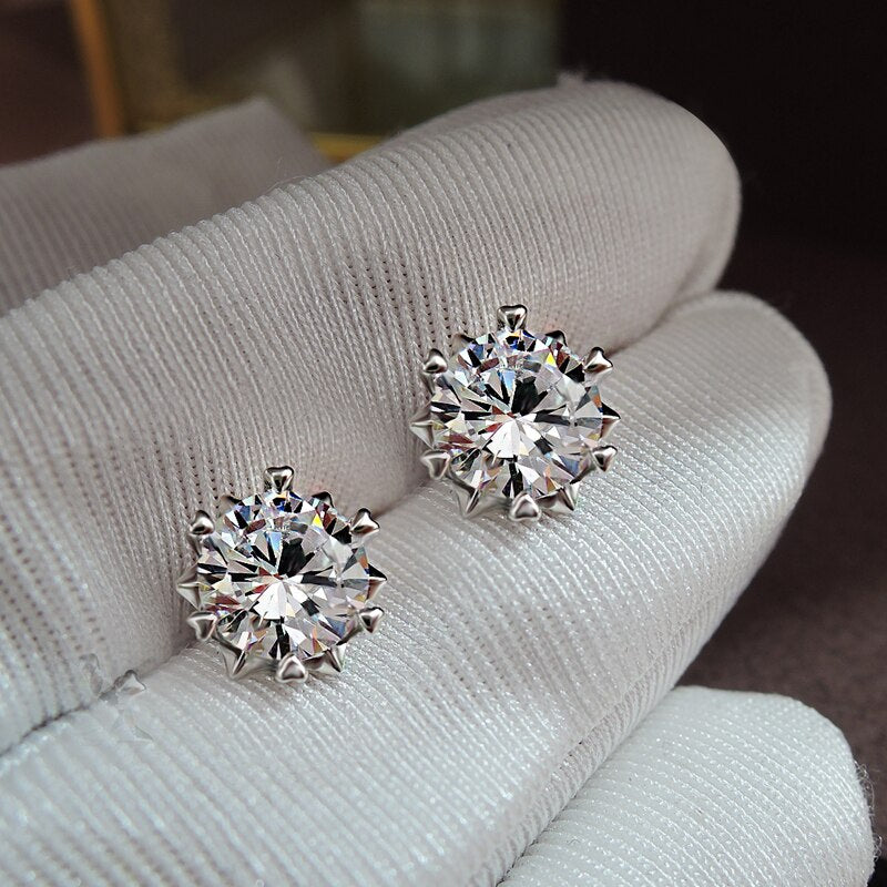 With Credentials Allergy Free Real Tibetan Silver Earrings with High Quality Clear Zircon Stud Earrings Women Gift Fine Jewelry