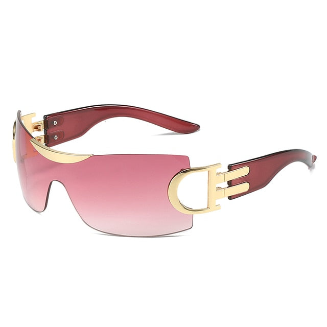 الفاخرة فاسق نظارات شمسية رياضية النساء العلامة التجارية مصمم Y2K قطعة واحدة نظارات شمسية الرجال حملق ظلال UV400 خمس نجوم نظارات حديثة الطراز