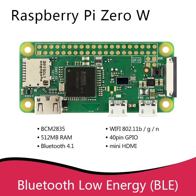 Original Raspberry Pi Zero W Board 1GHz single-core CPU 512MB RAM Bluetooth BLE&amp;WiFi Pi 0  Zero WH with Pin header or Case Kit