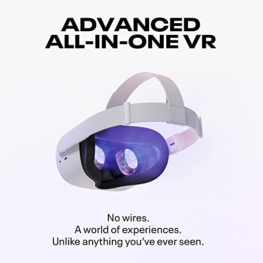 سماعة الرأس Meta/Oculus Quest 2 المتقدمة الكل في واحد للواقع الافتراضي VR تعرض وحدة تحكم ألعاب حسية جسدية بانورامية بسعة 128 جيجابايت/256 جيجابايت