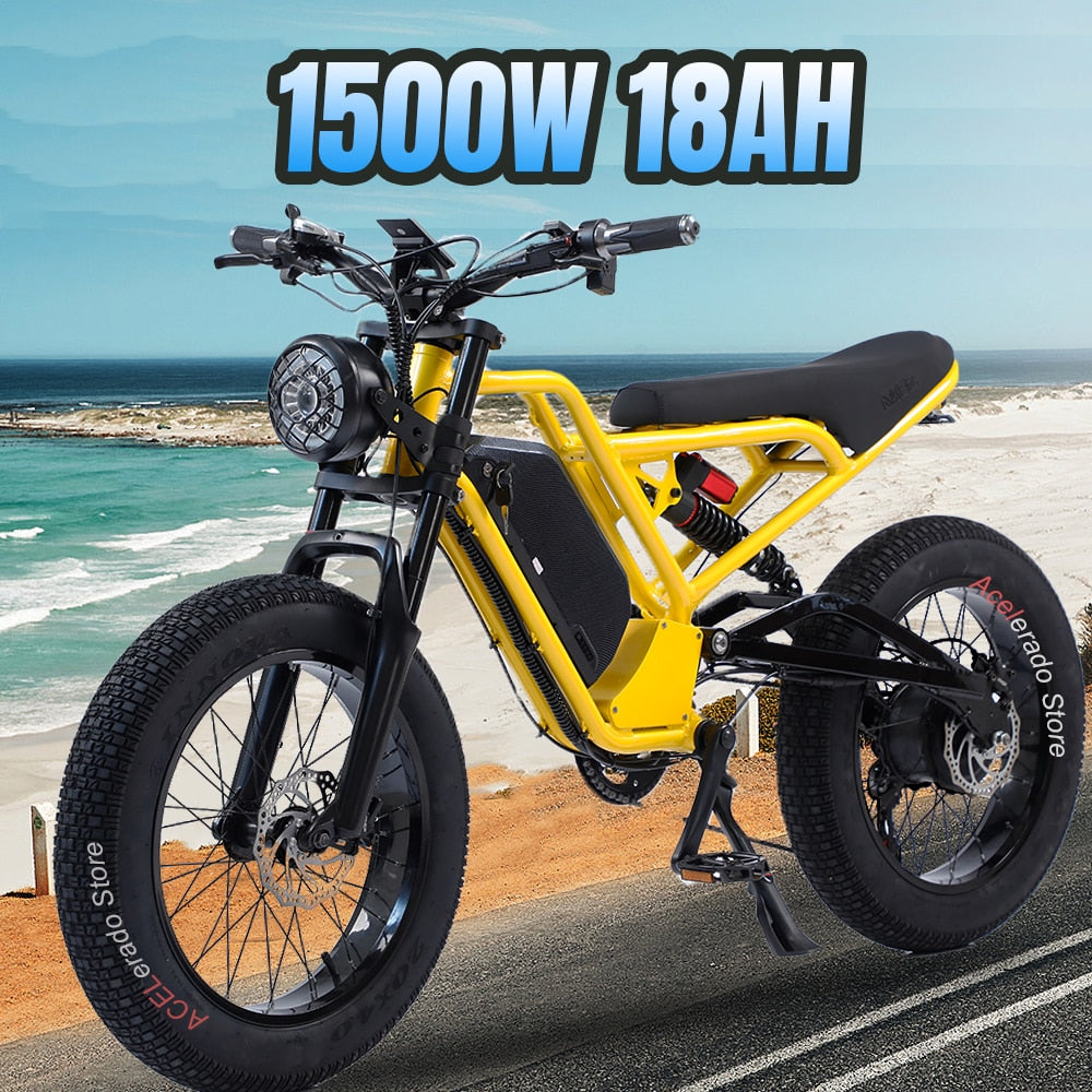 1500 واط دراجة كهربائية للبالغين 48 فولت 18 أمبير بطارية ليثيوم EBike مع تعليق كامل 20 "* 4.0" دراجات كهربائية بإطارات عريضة لجميع التضاريس