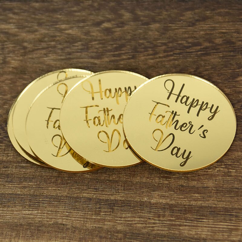 5/10pcs Rose Gold Silver Happy Mother‘s Day Happy Father’s Day Acrylic Circle Cupcake Topper Party Dessert Cake DIY Decorations