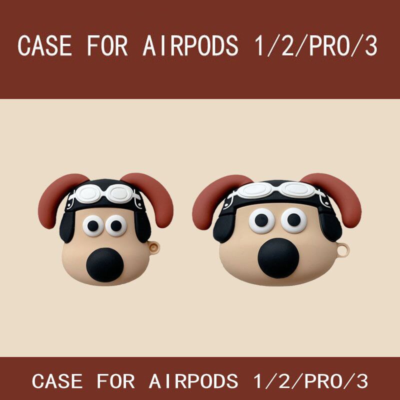 Earphone Pilot Dog Case for AirPods Pro2 Cartoon Soft Silicone Puppy Headphone Cases for AirPods 3 2 1 Headset Protective Covers