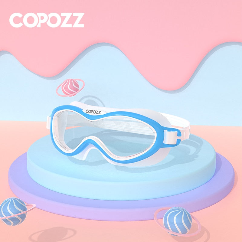 COPOZZ الاطفال نظارات السباحة مكافحة الضباب مقاوم للماء الأطفال المراهقين إطار كبير نظارات السباحة صبي فتاة قطعة واحدة نظارات السباحة