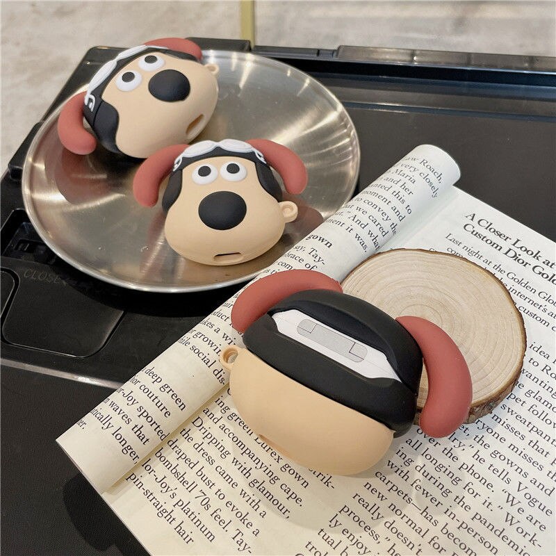 Earphone Pilot Dog Case for AirPods Pro2 Cartoon Soft Silicone Puppy Headphone Cases for AirPods 3 2 1 Headset Protective Covers