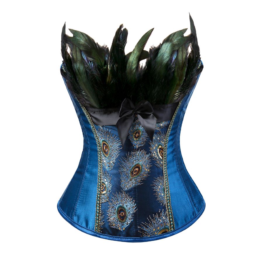 Women Sexy Peacock Feather Overbust Corset