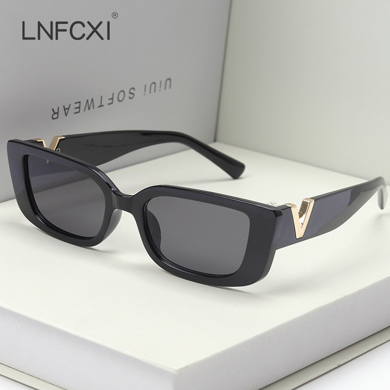 LNFCXI Retro Small Frame Cat Eye Sunglasses for Women 2021 Luxury V  Sun Glasses Men Fashion Jelly Sunglasses with Metal Hinges