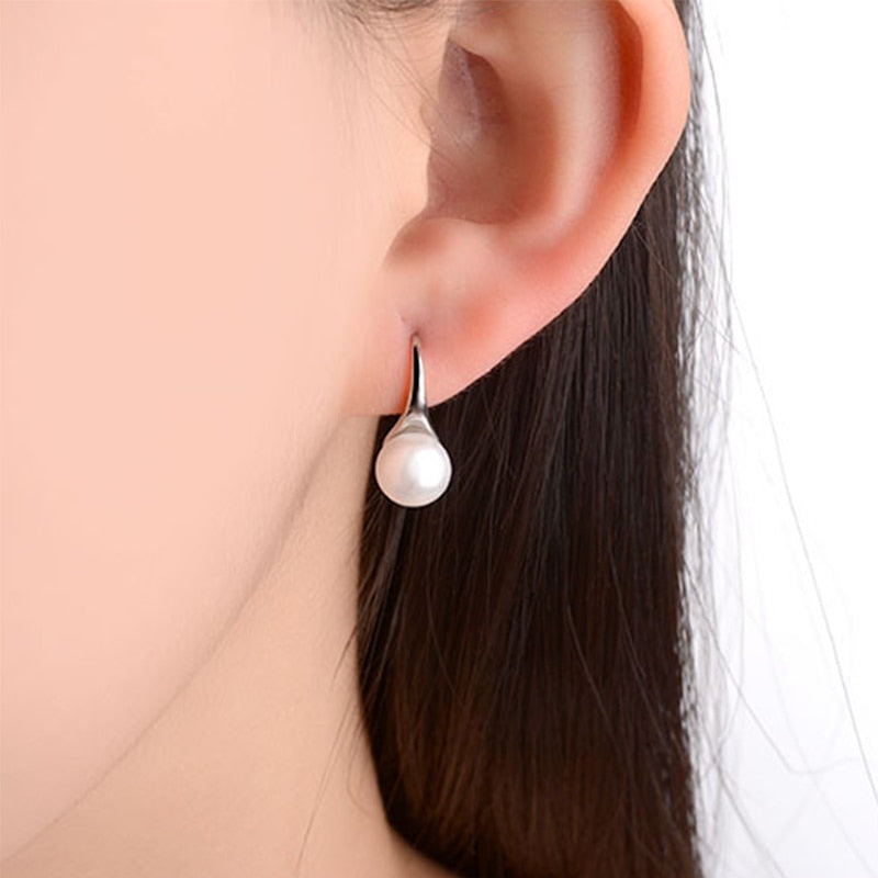 Exquisite Simple Big Clear Pearl Earrings Simple Round White Pearl Earrings Jewelry Classic Earrings For Women Elegant Gifts