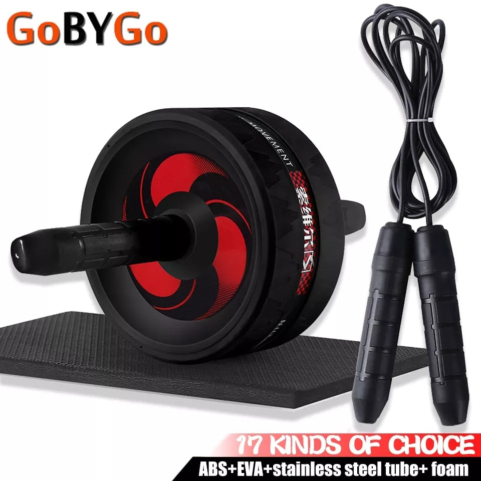 New 2 in 1 Ab Roller&amp;Jump Rope No Noise Abdominal Wheel Ab Roller with Mat For Arm Waist Leg Exercise Gym Fitness Equipment