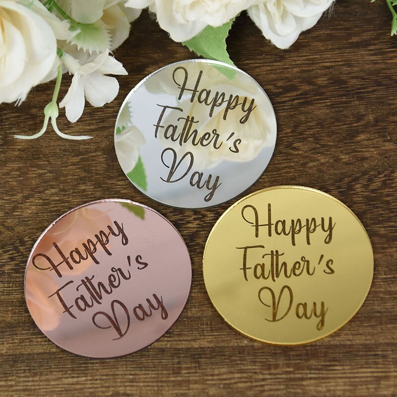 5/10pcs Rose Gold Silver Happy Mother‘s Day Happy Father’s Day Acrylic Circle Cupcake Topper Party Dessert Cake DIY Decorations